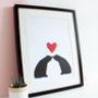 Bear Couple Sitting Silhouette, Personalised A3 Print, thumbnail 5 of 7