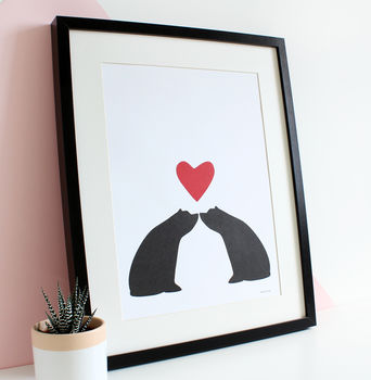 Bear Couple Sitting Silhouette, Personalised A3 Print, 5 of 7