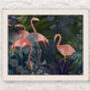 Flamingos In Blue Garden, Art Print, thumbnail 5 of 6