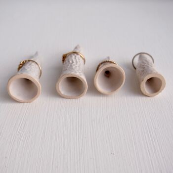 Handmade White Ceramic Circle Texture Ring Display Cones, 7 of 7