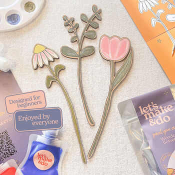Paint Your Own Wooden Flowers Kit Diy Craft Kit For Adults And Teens, 7 of 8