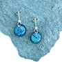 Sapphire Blue Round Glass Drop Earrings, thumbnail 3 of 12