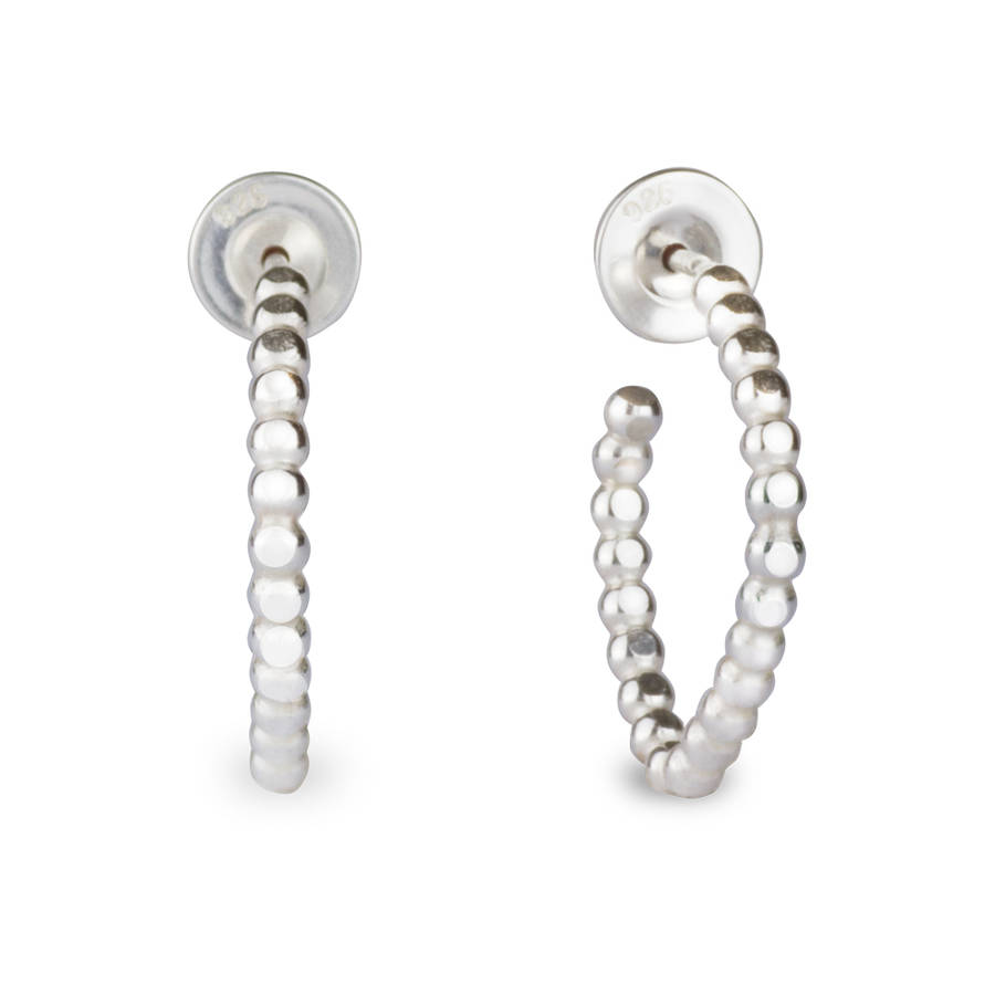 silver beaded hoop earrings by scarlett jewellery | notonthehighstreet.com