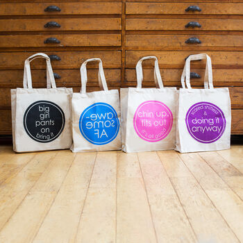 Awesome Af Screen Printed Mirror Writing Shopper Bag, 2 of 3