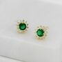 Sterling Silver Emerald Flower Stud Earrings, thumbnail 6 of 11