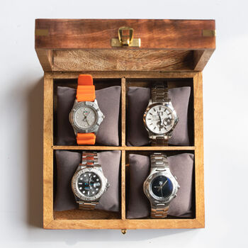 Personalised Initial Four Watches Wood And Glass Watch Box, 5 of 7