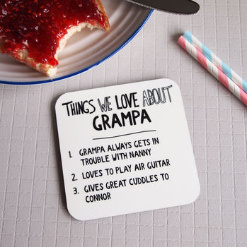 Personalised Things We Love About Grandparent Coaster, 2 of 4
