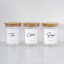 Set Of Tea, Coffee And Sugar Jars With Bamboo Lids, thumbnail 1 of 9
