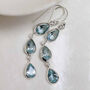 Sterling Silver Triple Blue Topaz Dangly Teardrops, thumbnail 2 of 3