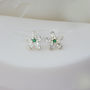 Emerald And Silver Flower Earrings, thumbnail 2 of 3