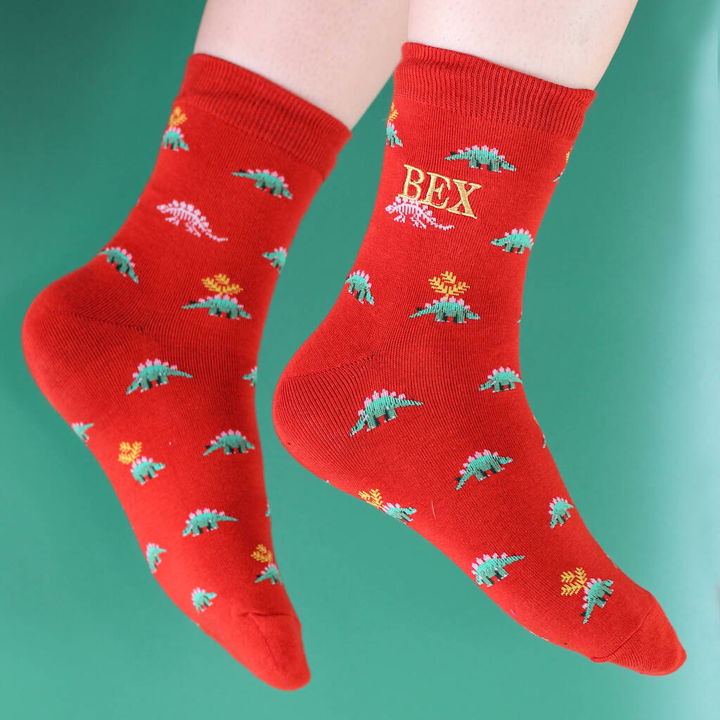 Personalised Novelty Dinosaur Socks Gift, 1 of 2