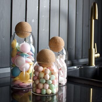 Set Of Three Cork Ball Storage Jars With Labels, 4 of 5