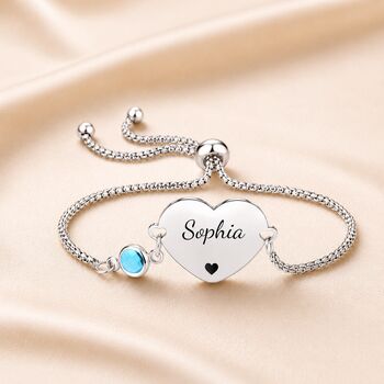 Personalised Heart Charm Bracelet With Engrave Name Symbols, 3 of 12