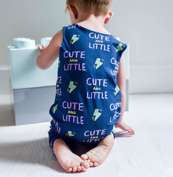 'Cute And Little' Print Baby And Child Dungarees, 7 of 8