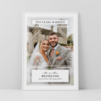 Ten Years Together Couples Photo Print Personalised Anniversary Gift, 4 of 5