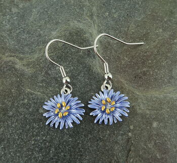 Aster Blue Flower Drop Earrings, 4 of 6