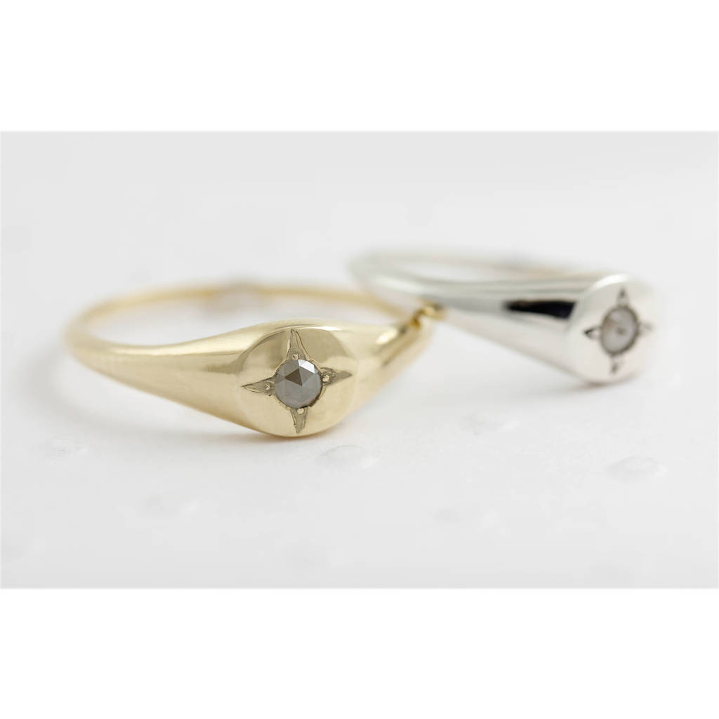 Diamond Mini Signet Ring, 1 of 8