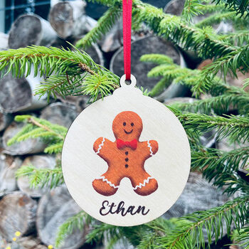 Personalised Gingerbread Wooden Baubles, 3 of 4