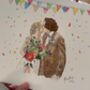 Bespoke Handpainted Wedding Couple Illustration, thumbnail 1 of 2