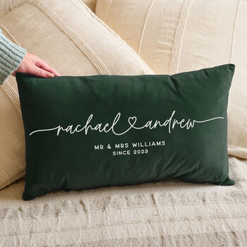 Personalised Couples Names Velvet Cushion, 3 of 5