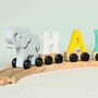 Personalised Elephant Wooden Pastel Letter Name Train Toy, thumbnail 9 of 12