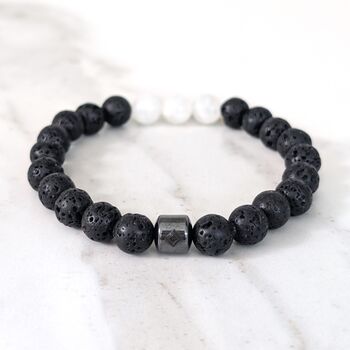 Men's Moonstone And Lava Bead June Birthstone Bracelet, 4 of 10
