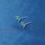 Emerald Flower Birthstone Stud Earrings, May Birthstone Studs, thumbnail 4 of 7