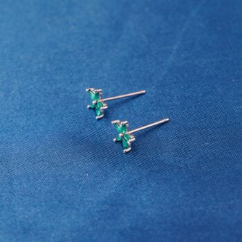Emerald Flower Birthstone Stud Earrings, May Birthstone Studs, 4 of 7