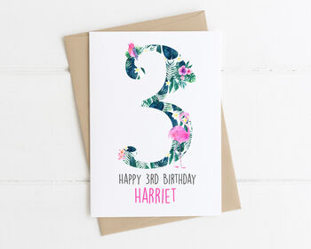 Personalised Children's Birthday Card Flamingo, 4 of 7