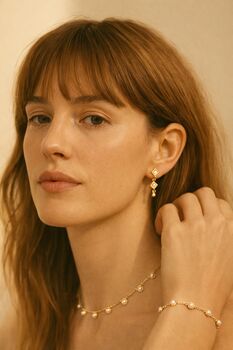 Solid Gold Pearl Hoops, 3 of 4