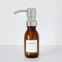 Amber Bottle With White Personalised Label And Silver Pump, thumbnail 4 of 9
