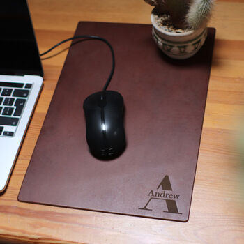 Recycled Vintage Leather Personalised Mouse Pad, 2 of 12