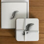 Set Of Four Coasters With A Feather Design And Card, thumbnail 2 of 2