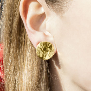 Hammered Rose Gold Plated Silver Clip On Earrings, 2 of 3