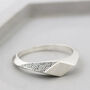 Engraved Sterling Silver Diamond Signet Ring, thumbnail 1 of 12