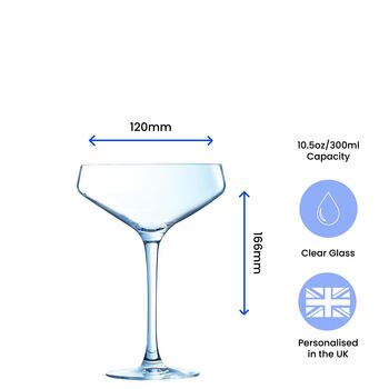 Personalised Engraved Champagne Saucer For Couple, 6 of 9