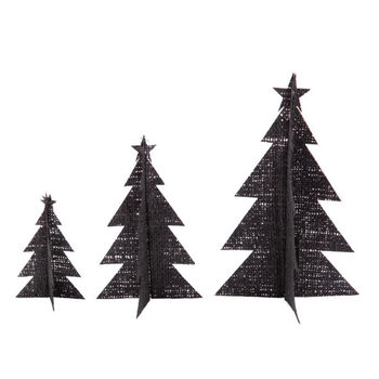 Set Of Three Hessian Christmas Trees, 3 of 4