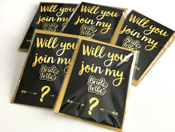 Will You Join My Bride Tribe Card And Pin Badge, 4 of 7