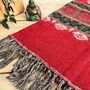 Handwoven Red Boho Recycled Cotton Throw Blanket, thumbnail 6 of 9
