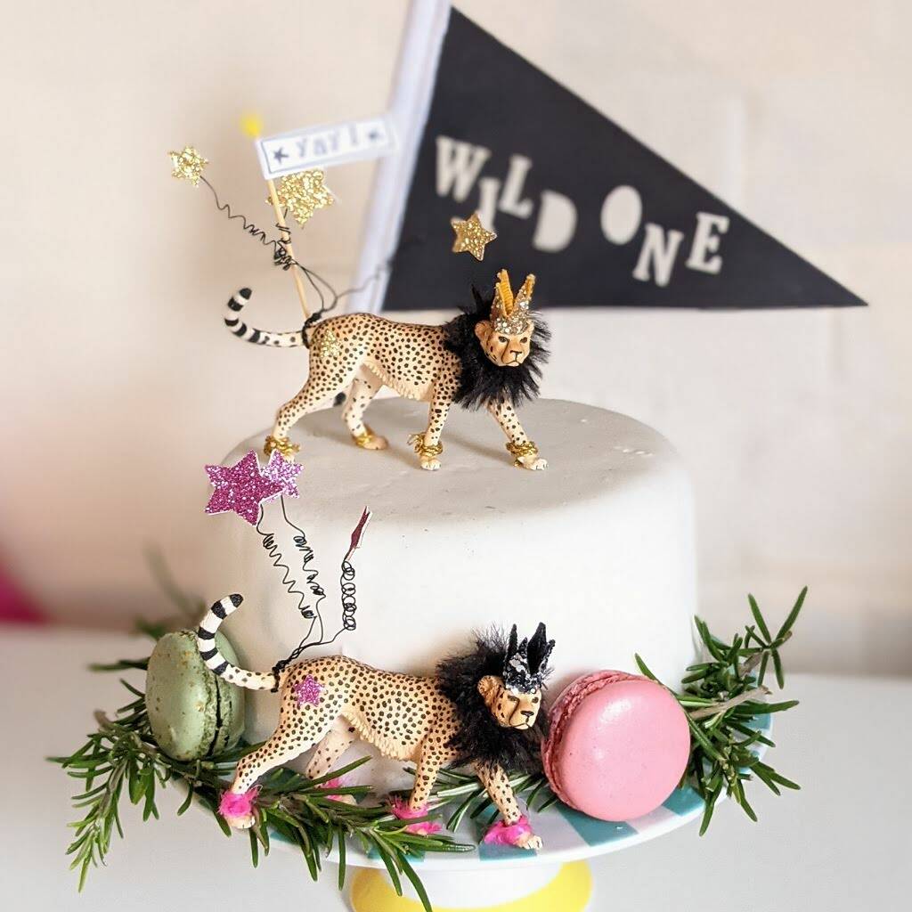Personalised Cheetah Party Animal Cake Toppers By Zippitysstudio |  