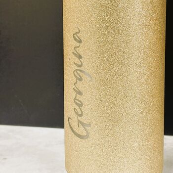 Personalised Gold Glitter Metal Water Bottle, 2 of 4