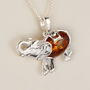 Personalised Sterling Silver Baltic Amber Elephant Necklace, thumbnail 1 of 9