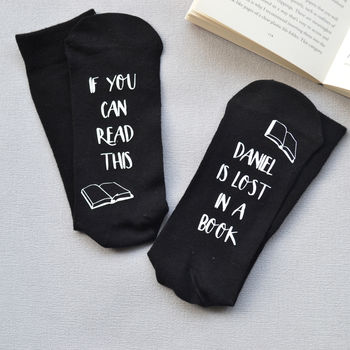 Personalised Lost In A Book Reading Socks, 3 of 3
