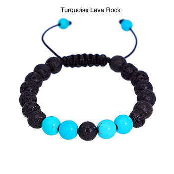 Chakra Lava Rock Adjustable Bracelet Gift For Her And Him Turquoise Bracelet, 4 of 8