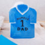 Football Number One Dad Father's Day Card With Blue Or Red T Shirt Design, thumbnail 1 of 8