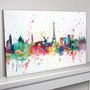 Paris Skyline Cityscape Paint Splashes Print, thumbnail 1 of 5