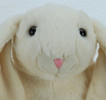 Bunny Cream Hand Puppet With Engraved Keepsake Keyring, 6 of 6