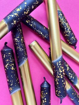 Black And Gold Glitter Christmas Candles, 4 of 4