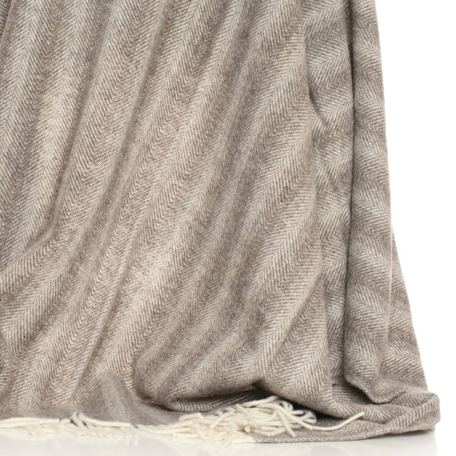 shaded herringbone taupe throw by dreamwool blanket co ...