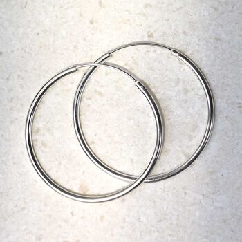 Sterling Silver 35mm Hoop Earrings, 2 of 4